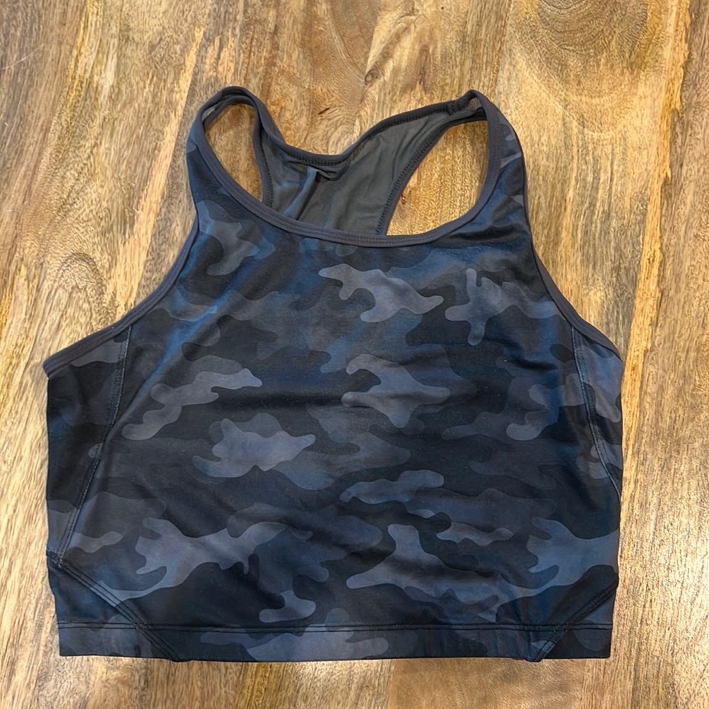 Black and grey camp crop bra tank from born primitive